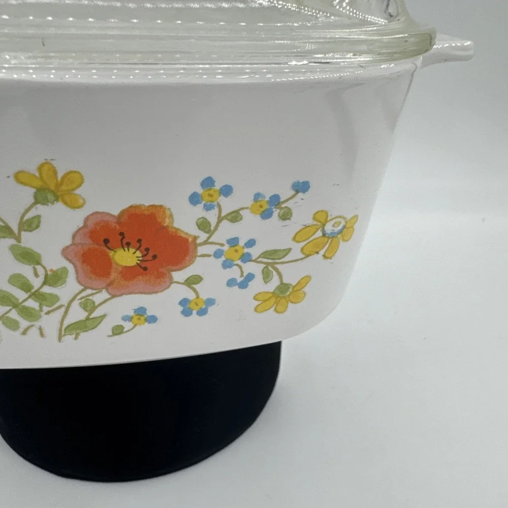 Corning‎ Ware A-1½-B 1.5 Quart Casserole Wild Flower Dish w/Pyrex A-7-C Lid VTG
